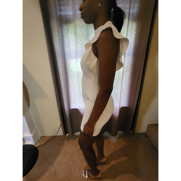 Black Halo  Pabla Dress Size 6 White One Shoulder Pink Sheath Cocktail - Picture 3 of 6